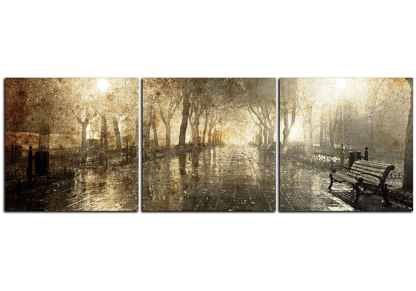 Obraz na plátně - Noční ulička - panoráma Obraz na plátně - Noční ulička - panoráma